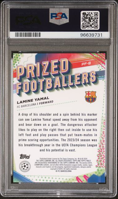 PSA 9 - Lamine Yamal 064/299 2023-24 PF8 Topps Prized Footballer Purple - Football