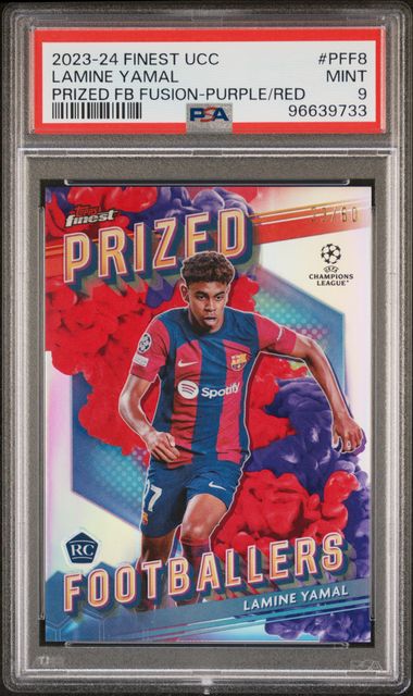 PSA 9 - Lamine Yamal 23/60 2023-24 PFF8 Topps Prized Footballer Purple/Red - Football