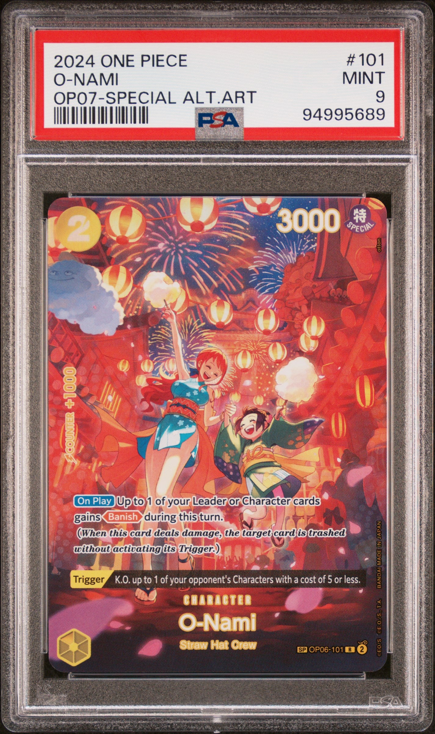 PSA 9 - O-Nami Special Alternate Art OP06-101 - One Piece