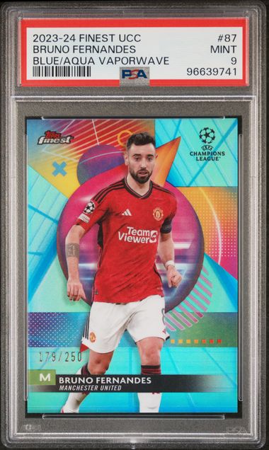 PSA 9 - Bruno Fernandes 179/250 2023-24 #87 Topps Blue/Aqua Vaporwave - Football