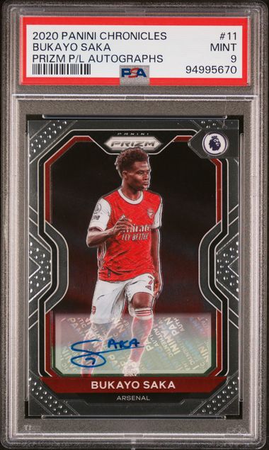 PSA 9 - Bukayo Saka 101/265 2020 Panini Chronicles #11 Prizm Autographs