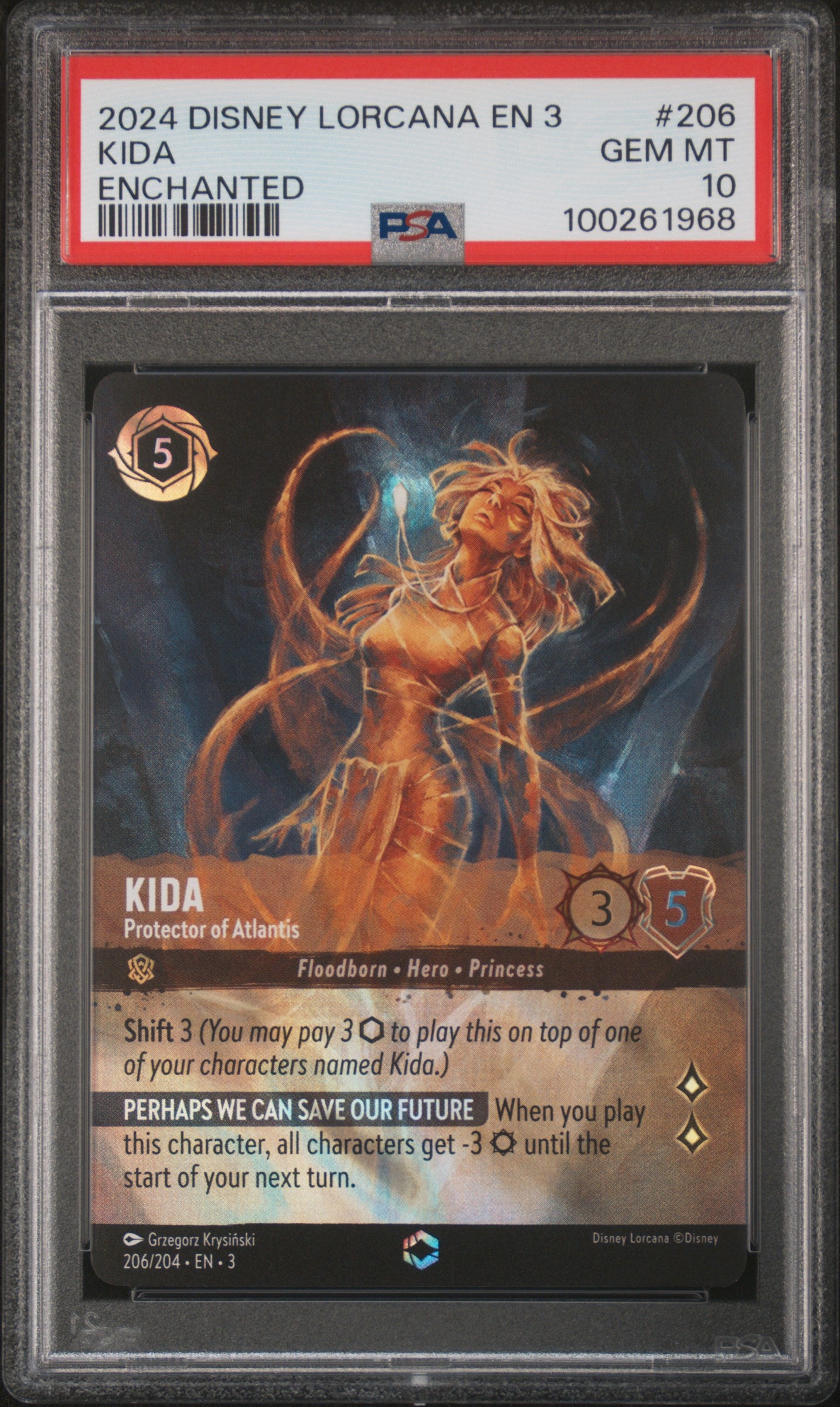 PSA 10 - Kida Enchanted 206/204 EN3 Into the Inklands - Disney Lorcana