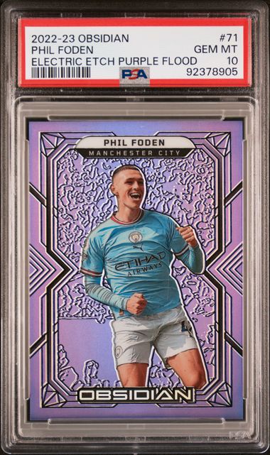 PSA 10 - Phil Foden /25 2022-23 Obsidian Electric Etch Purple Flood #71 - Football