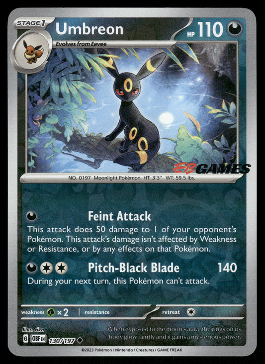 Umbreon Reverse Foil 130/197 SV EB Games Exclusive Promo English Pokemon (1) [NM]