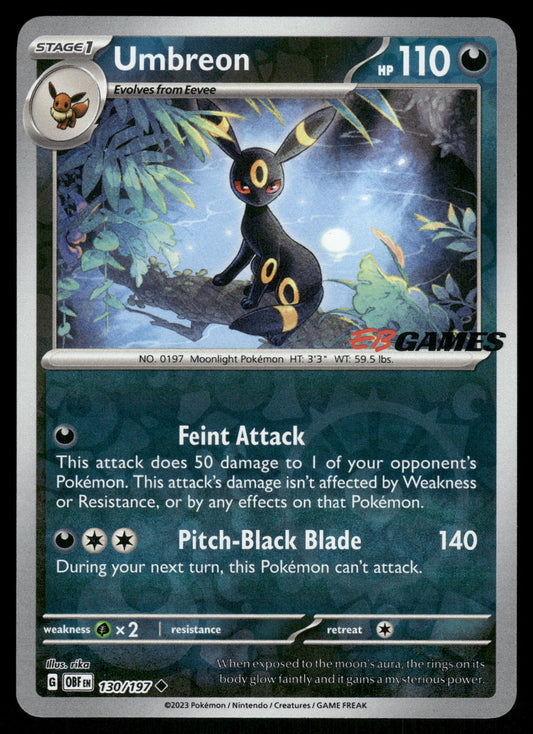 Umbreon Reverse Foil 130/197 SV EB Games Exclusive Promo English Pokemon (2) [NM]