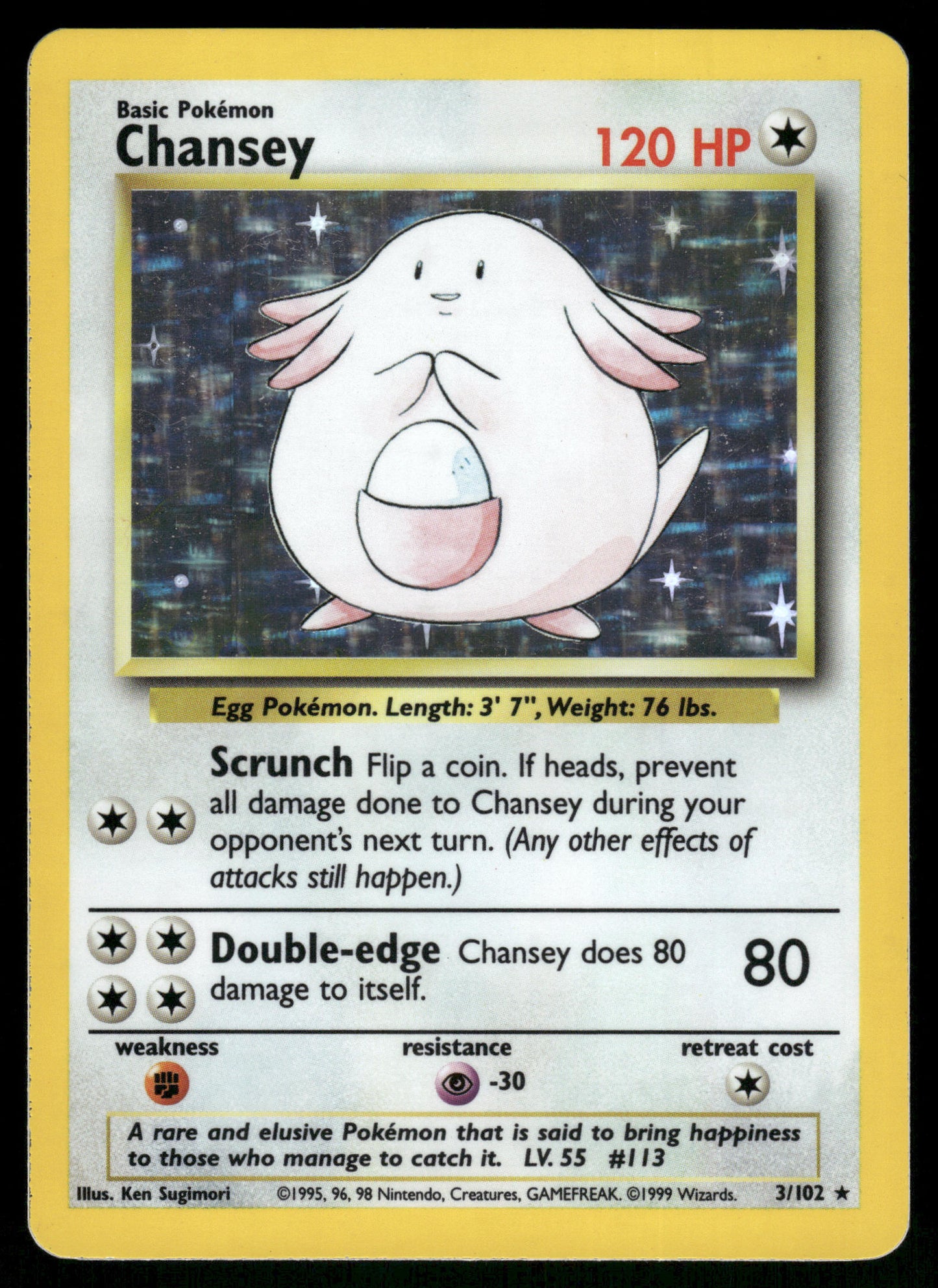 Chansey Holo 3/102 Base Set Unlimited English Pokemon [PL]