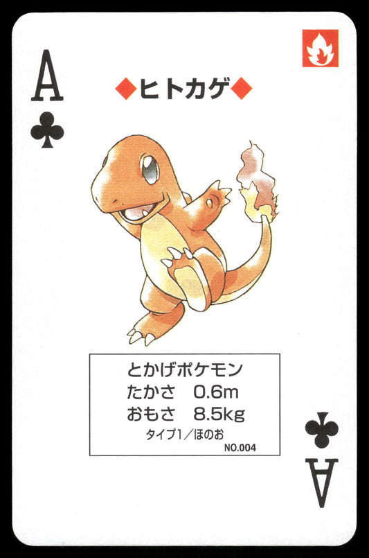 Charmander Ace of Clubs 1996 Green Poker Cards Japanese Pokemon [PL]