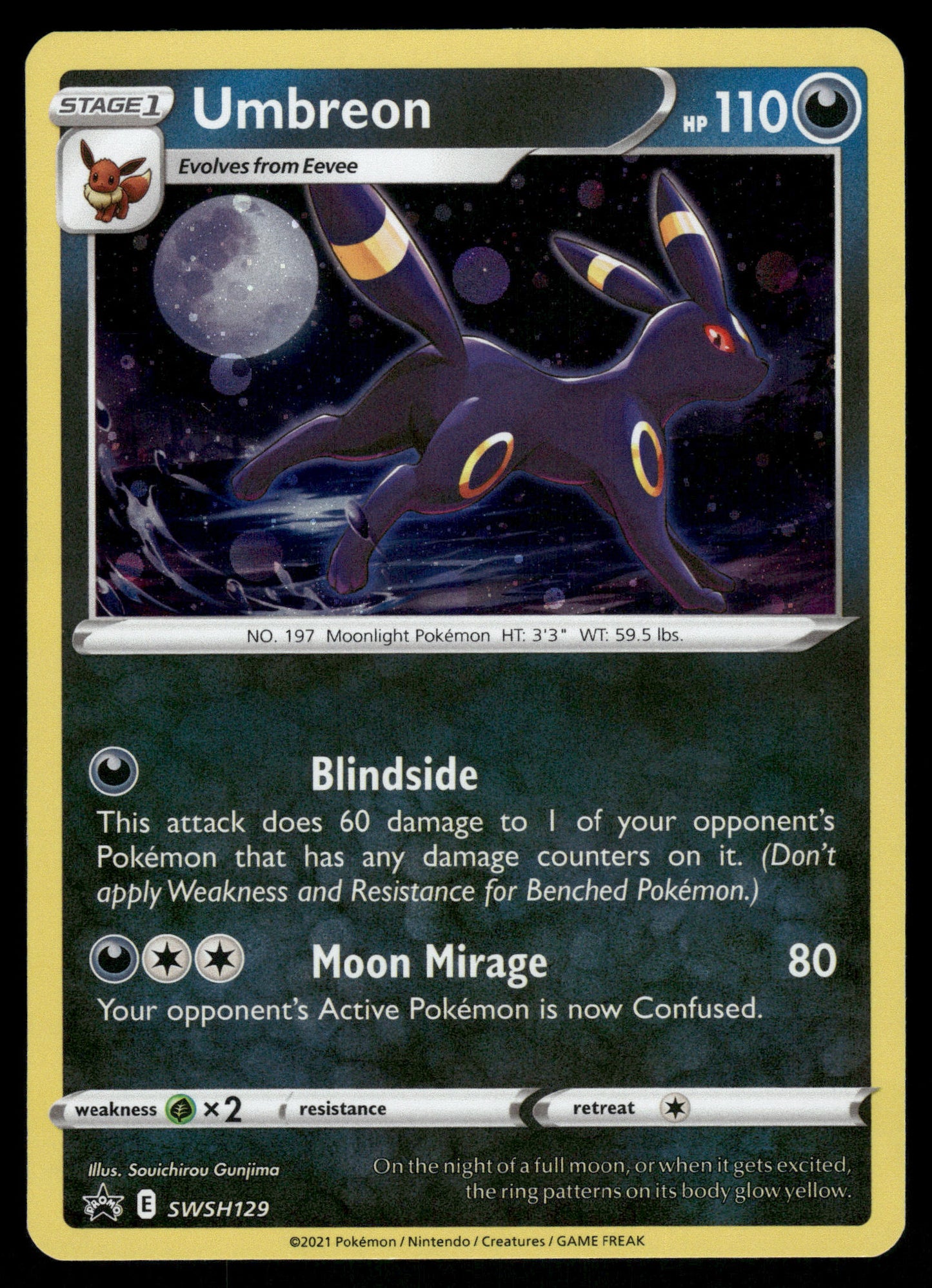 Umbreon Holo SWSH129 Evolving Skies 3-Pack Blister Promo English Pokemon [NM]