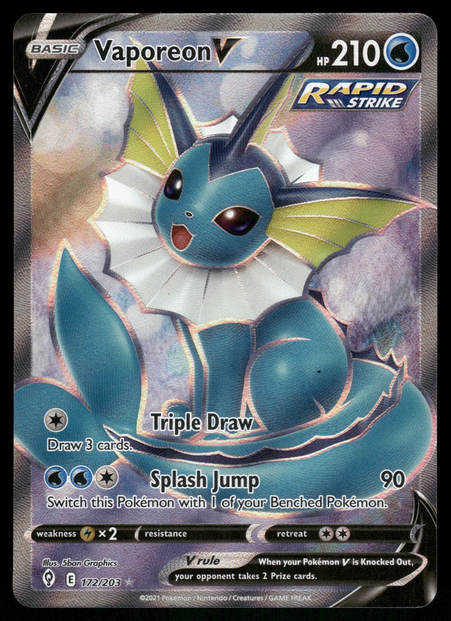 Vaporeon V 172/203 SWSH Evolving Skies English Pokemon [NM]