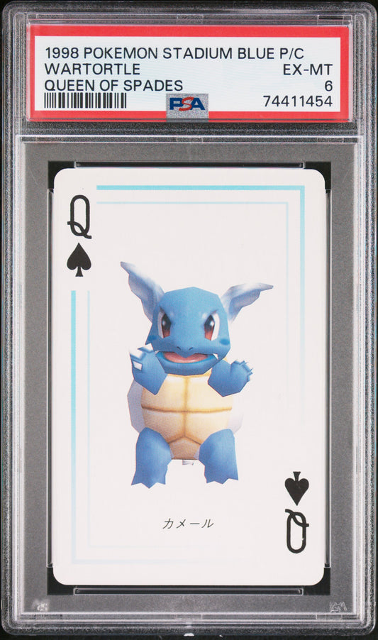 PSA 6 - Wartortle - 1998 Pokemon Stadium Blue - Q of Spades - Pokemon