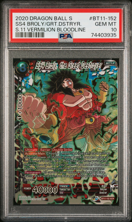PSA 10 - SS4 Broly, the Great Destroyer BT11-152 SCR - DBS