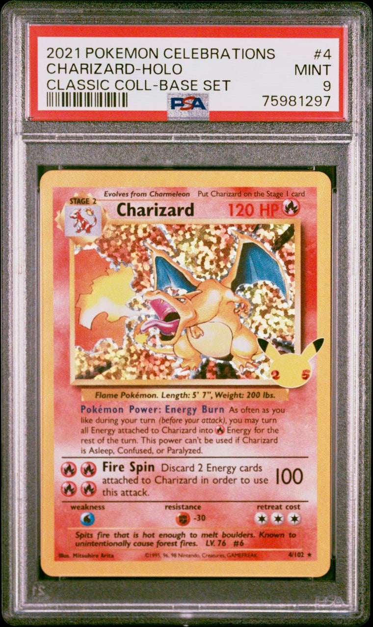 PSA 9 - Charizard 4/102 SWSH Celebrations Classic Collection - Pokemon