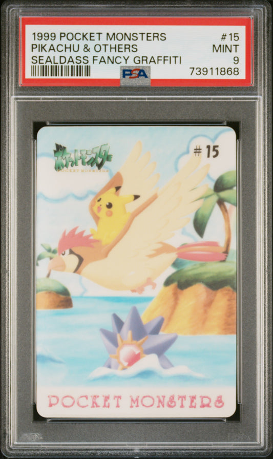 PSA 9 - Pikachu and Others #15 Sealdass Fancy Graffiti 1999 Pocket Monsters - Pokemon