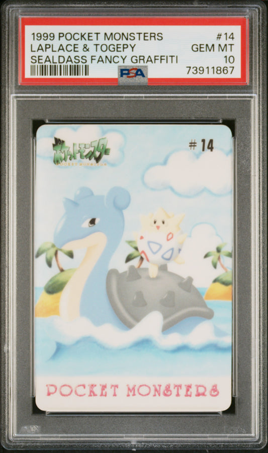 PSA 10 - Lapras & Togepi #14 Sealdass Fancy Graffiti 1999 Pocket Monsters - Pokemon