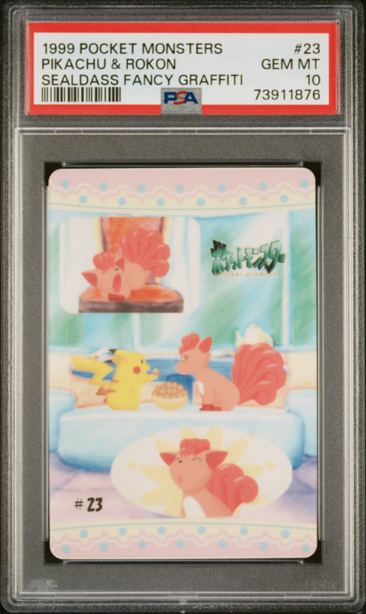 PSA 10 - Pikachu & Vulpix #23 Sealdass Fancy Graffiti 1998 Pocket Monsters - Pokemon