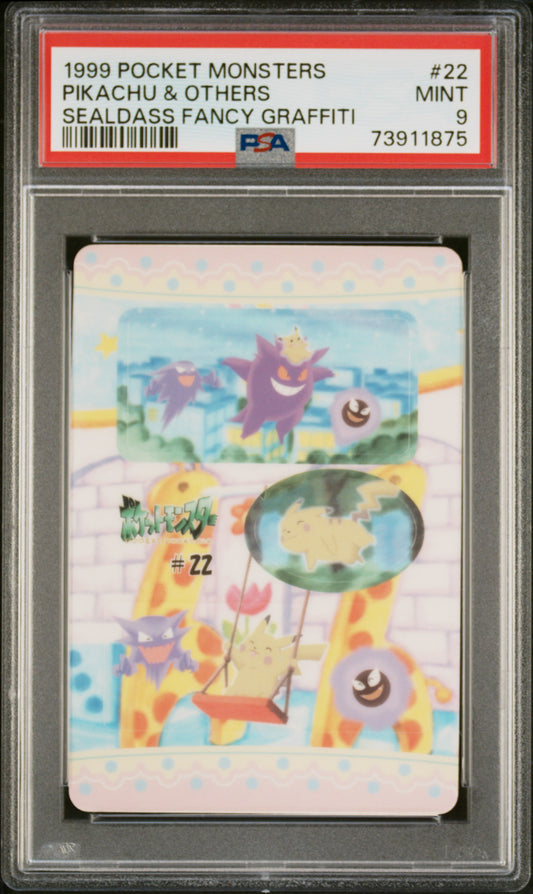 PSA 9 - Pikachu and Others #22 Sealdass Fancy Graffiti 1999 Pocket Monsters - Pokemon