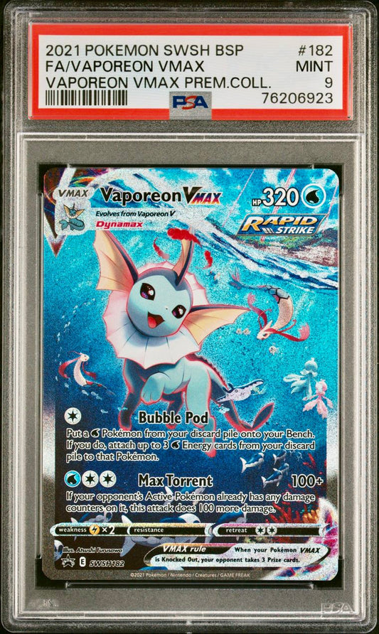 PSA 9 - Pokemon - Vaporeon VMAX - Premium Collection - SWSH182