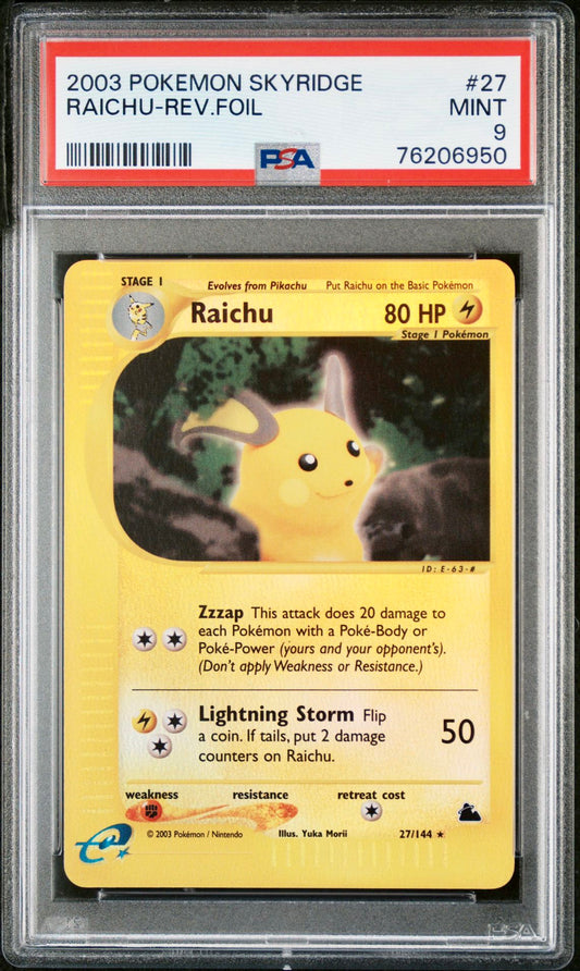 PSA 9 - Raichu Reverse Foil 27/144 WOTC Skyridge - Pokemon