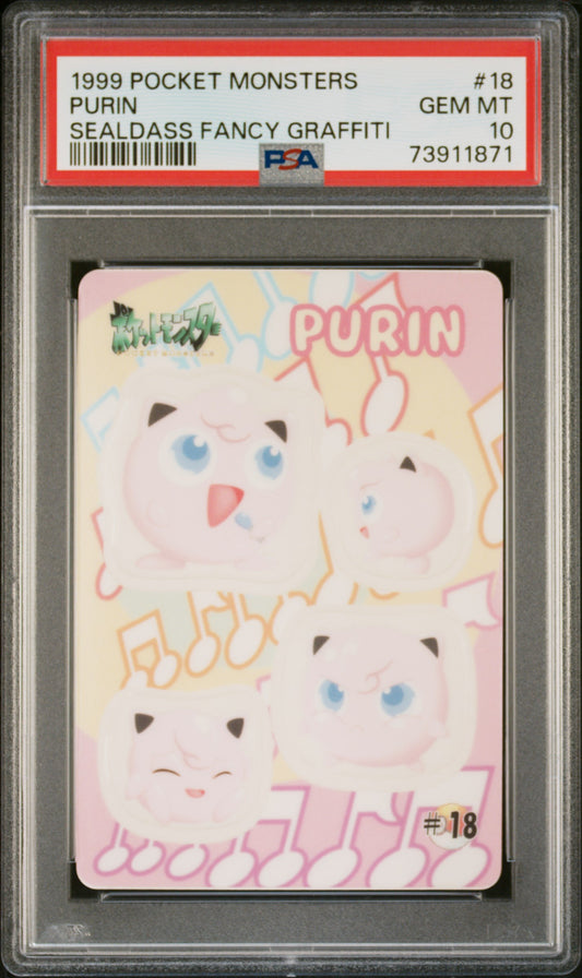 PSA 10 - Jigglypuff (Purin) #18 Sealdass Fancy Graffiti 1999 Pocket Monsters - Pokemon