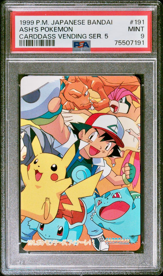 PSA 9 - Pokemon - Ash & Others #191 - Bandai Carddass Vending Series 5