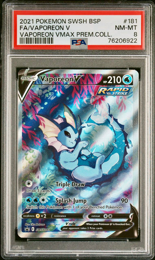 PSA 8 - Pokemon - Vaporeon V - Premium Collection - SWSH181