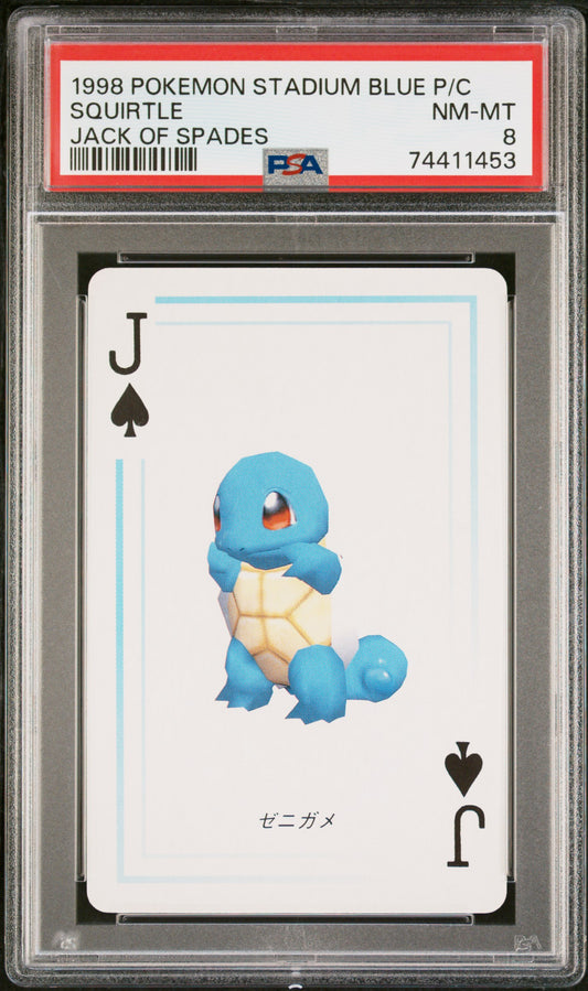 PSA 8 - Squirtle - 1998 Pokemon Stadium Blue - J of Spades (POP 1) - Pokemon