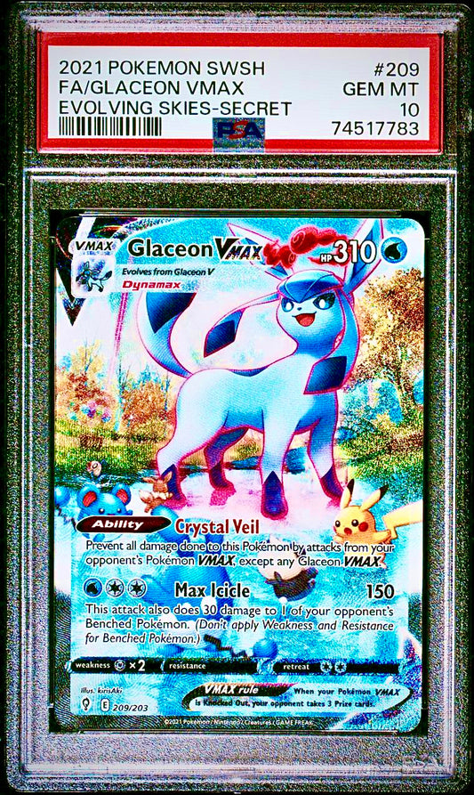 PSA 10 - Glaceon VMAX 209/203 SWSH Evolving Skies - Pokemon
