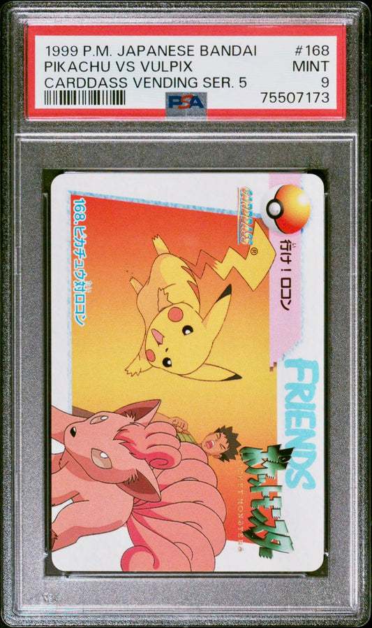 PSA 9 - Pikachu Vs Vulpix #168 1999 Bandai Carddass Vending Series 5 - Pokemon