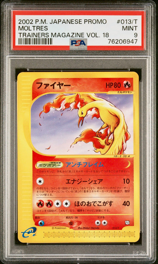 PSA 9 - Pokemon - Moltres - Trainer Magazine Vol. 18  - 013/T