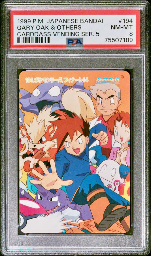 PSA 8 - Pokemon - Gary & Others #194 - 1999 Bandai Carddass Vending Series 5