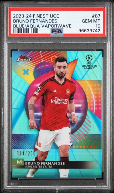 PSA 10 - Bruno Fernandes 014/250 2023-24 #87 Topps Blue/Aqua Vaporwave - Football