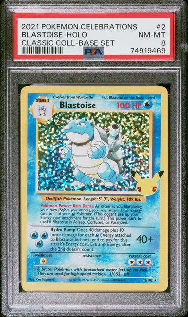 PSA 8 - Blastoise 2/102 SWSH Celebrations Classic Collection - Pokemon