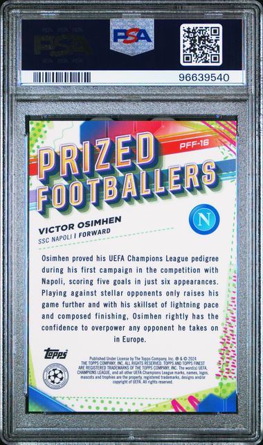 PSA 10 - Victor Osimhen 2023-24 PFF16 Topps Prized Footballer Fusion Blue/Gold - Football