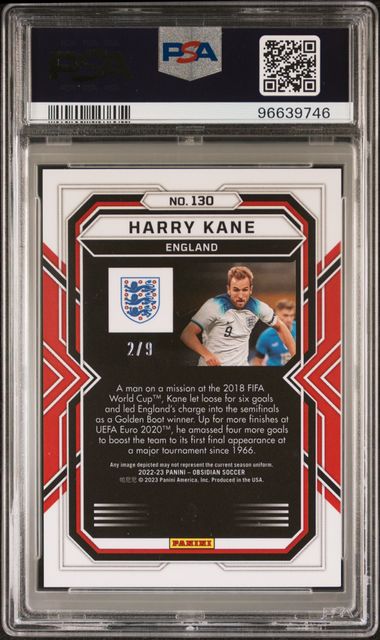 PSA 10 - Harry Kane 2/9 2022-23 Obsidian #130 Electric Etch Contra - Football