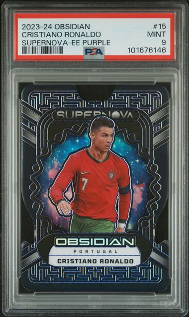 PSA 9 - Cristiano Ronaldo 05/49 2023-24 Obsidian Supernoa EE Purple - Football