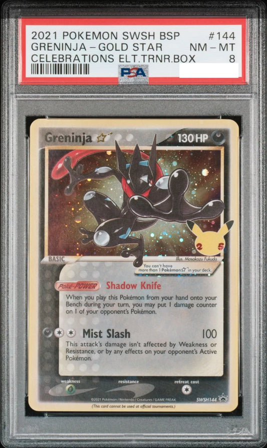 PSA 8 - Greninja Gold Star SWSH144 Celebrations ETB Promo - Pokemon