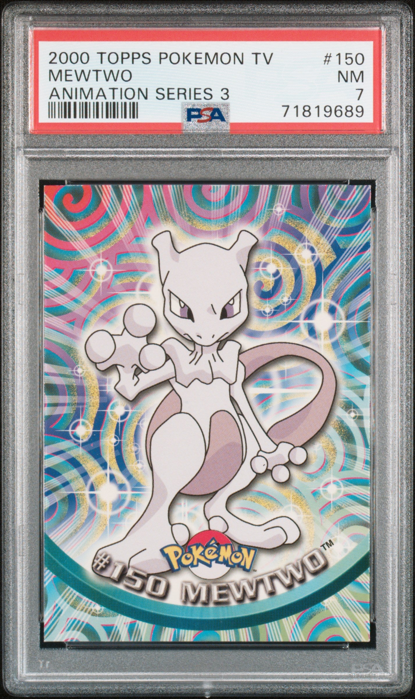 PSA 7 - Pokemon - Mewtwo - TOPPS Animation Series 3 - #150