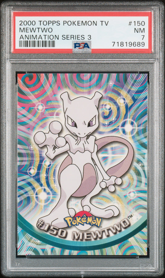 PSA 7 - Pokemon - Mewtwo - TOPPS Animation Series 3 - #150