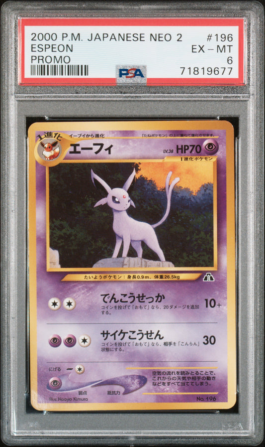 PSA 6 - Pokemon - Espeon - Neo 2 Promo - No.196