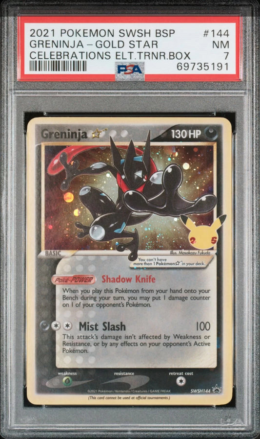 PSA 7 - Greninja Gold Star SWSH144 Celebrations ETB Promo - Pokemon