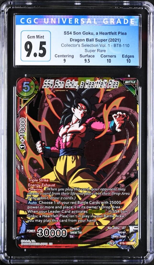 CGC 9.5 - DBS - SS4 Son Goku, a Heartfelt Plea - Col. Sel. Vol.1 - BT8-110 SR