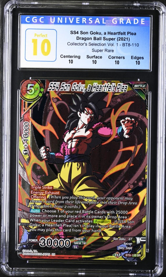 CGC 10 - DBS - SS4 Son Goku, Heartfelt Plea - Coll. Sel. Vol 1 - BT8-110