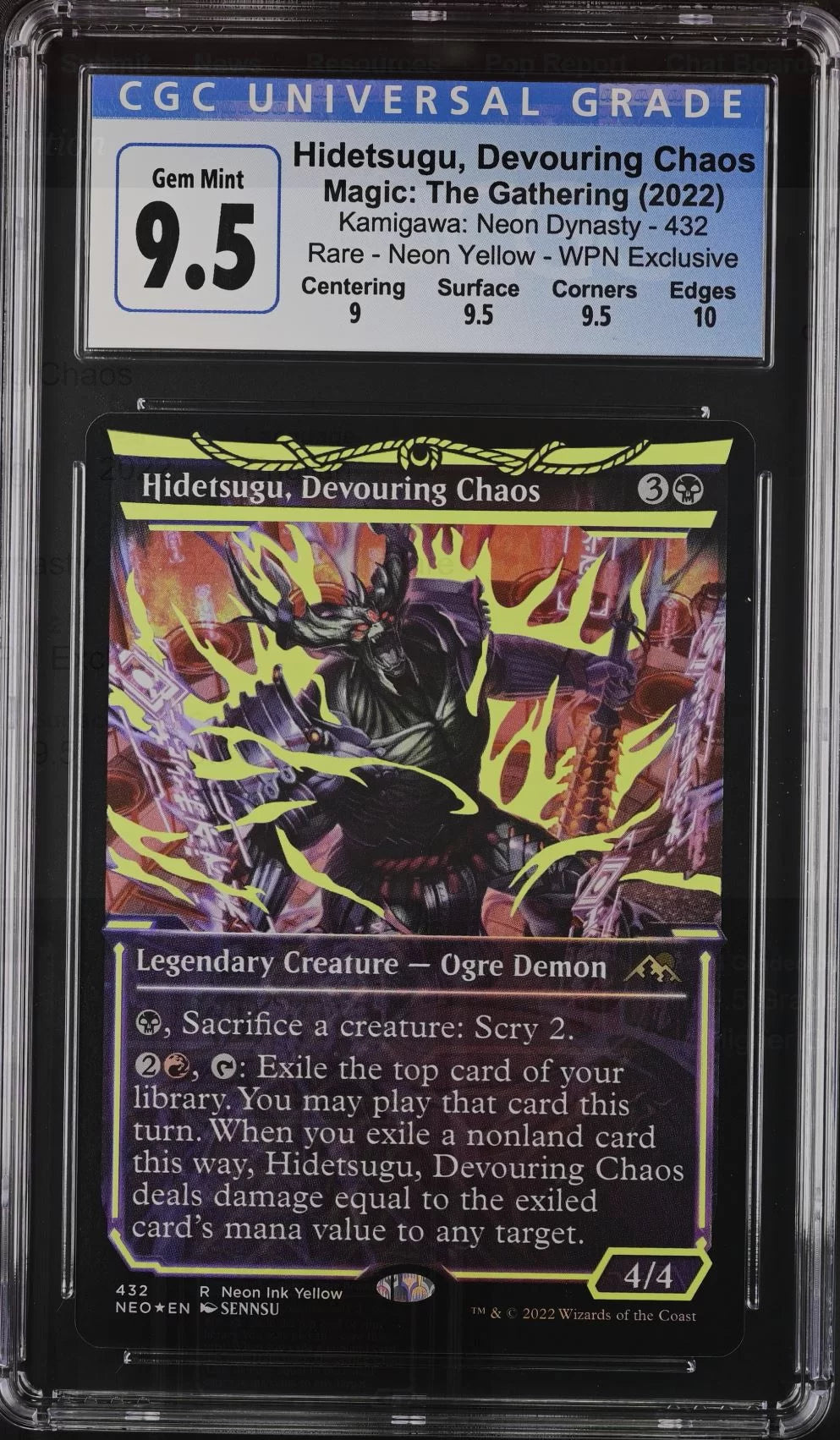 CGC 9.5 - MTG - Hidetsugu, Devouring Chaos - Kamigawa - Neon Yellow WPN Exc.