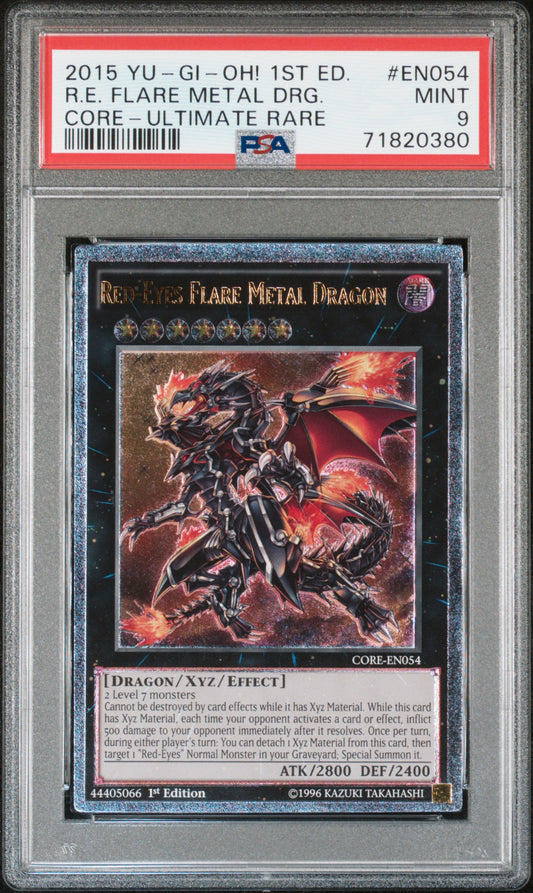 PSA 9 - Red-Eyes Flare Metal Dragon CORE-EN054 - Yu-Gi-Oh!