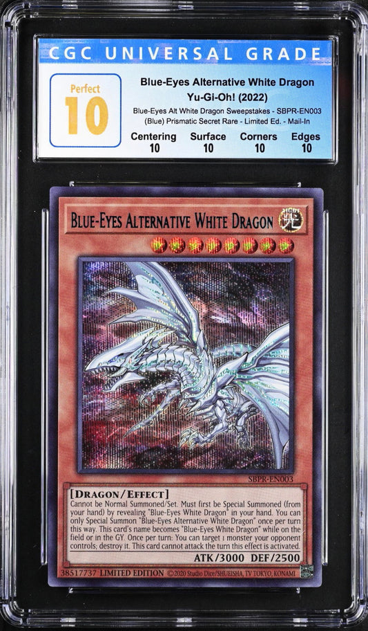 CGC 10 - Blue-Eyes Alt. White Dragon SBPR-EN003 (Blue) Prismatic SCR - Yu-Gi-Oh!