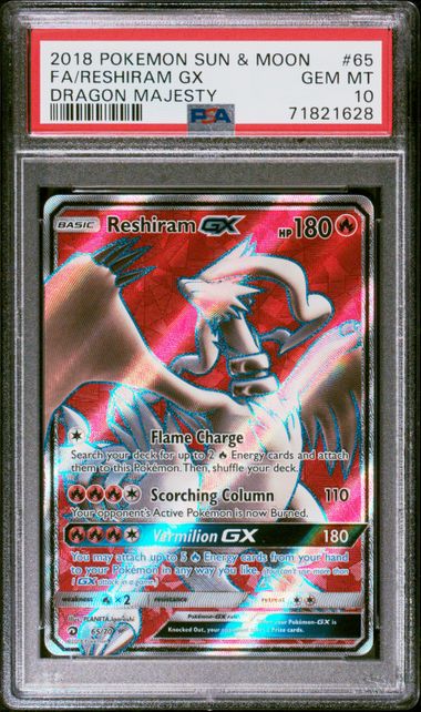 PSA 10 - Reshiram GX 65/70 S&M Dragon Majesty - Pokemon