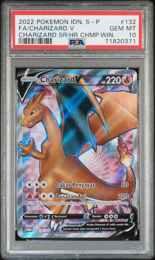 PSA 10 - Charizard V 132/S-P SR/HR Indonesian Championship Winner - Pokemon