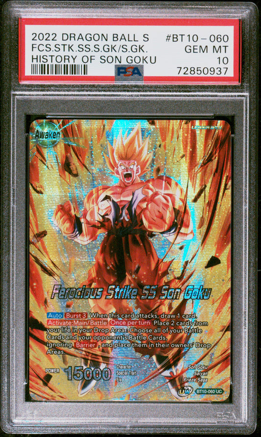 PSA 10 - Ferocious Strike, SS Son Goku BT10-060 History Son Goku - DBS