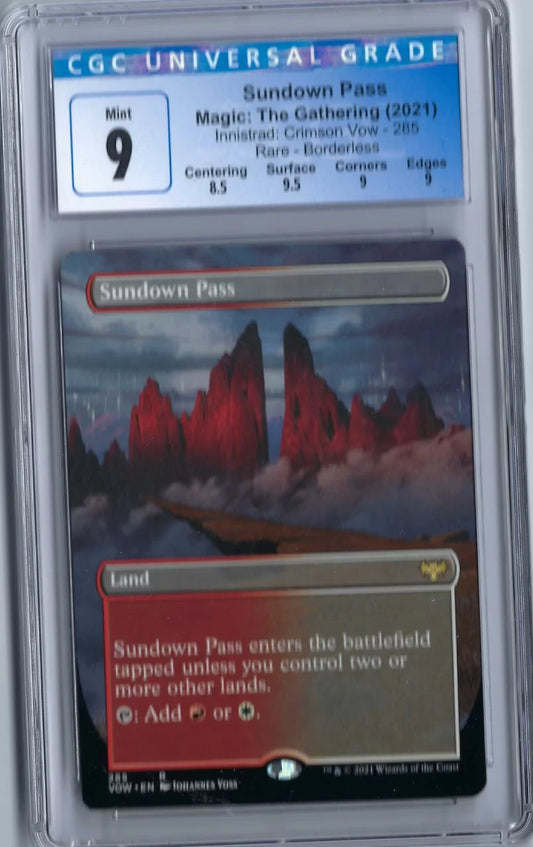 CGC 9 - MTG - Sundown Pass - Innistrad: Crimson Vow - 285 - Borderless