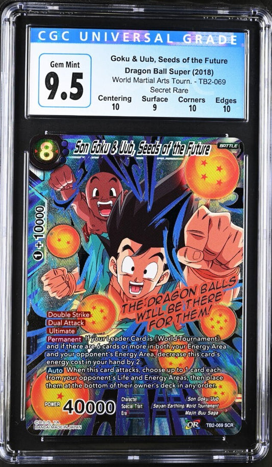 CGC 9.5 - Dragon Ball Super - Goku & Uub, Seeds of the Future - WMAT - TB2-069